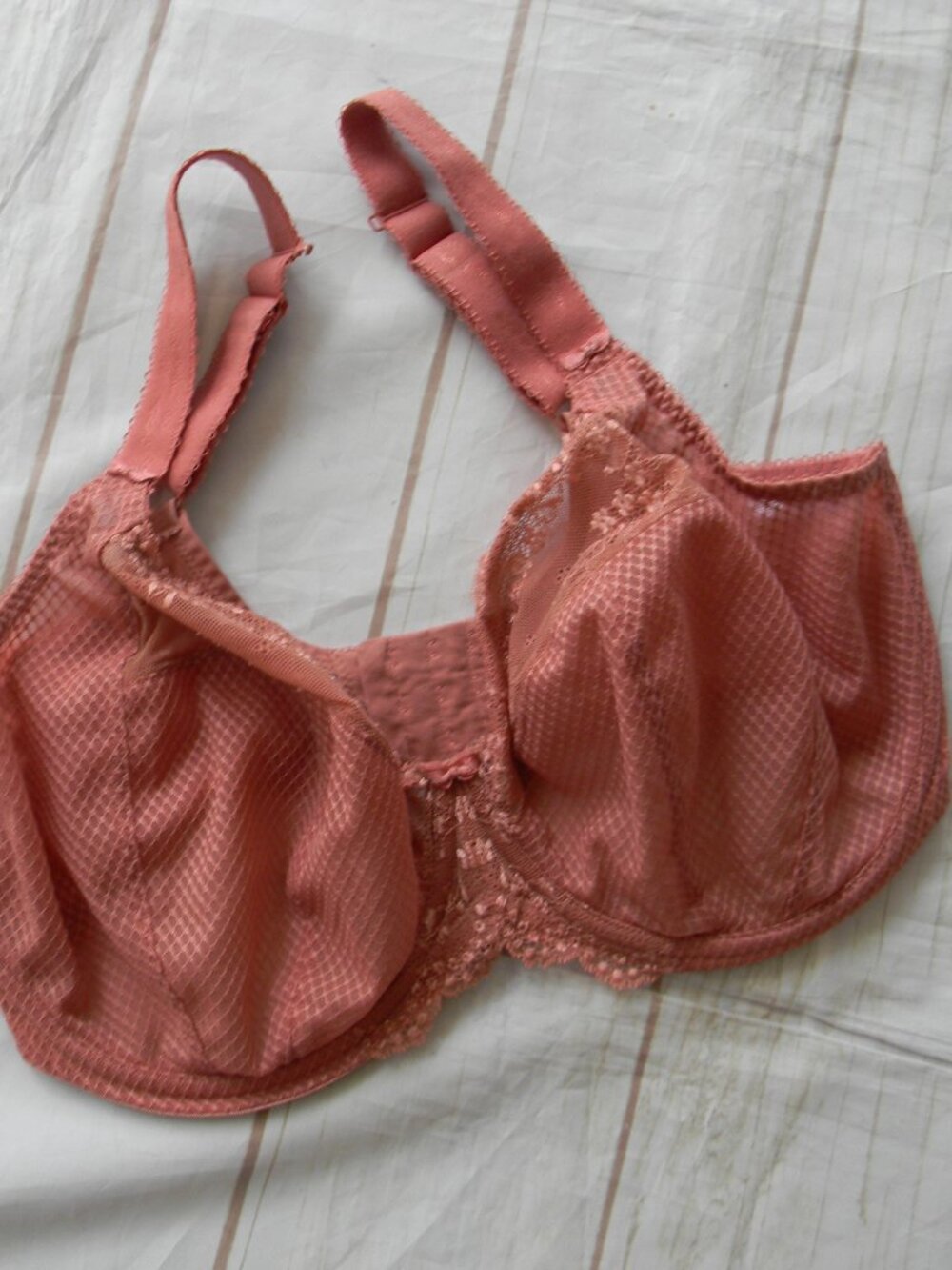 Elomi 4382 Charley Banded Lace Plunge Underwire Bra PINK US SZ 36K